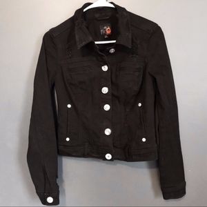 G by Guess Distressed Black Denim Jean Jacket